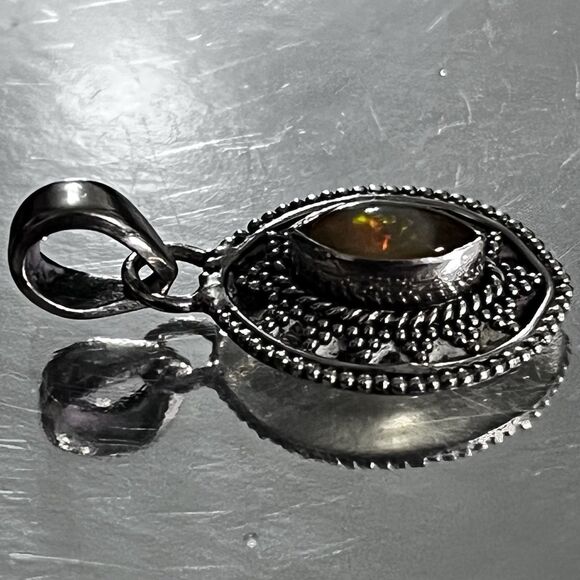 Handmade Sterling Silver Opal Pendant - Picture 2 of 8